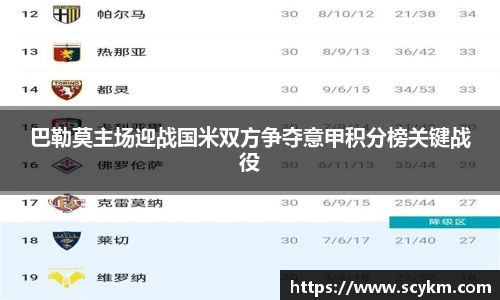 巴勒莫主场迎战国米双方争夺意甲积分榜关键战役